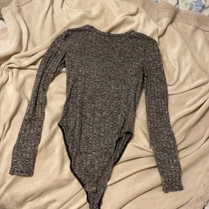 Silver gray long sleeve body suit, forever 21, size medium (m)